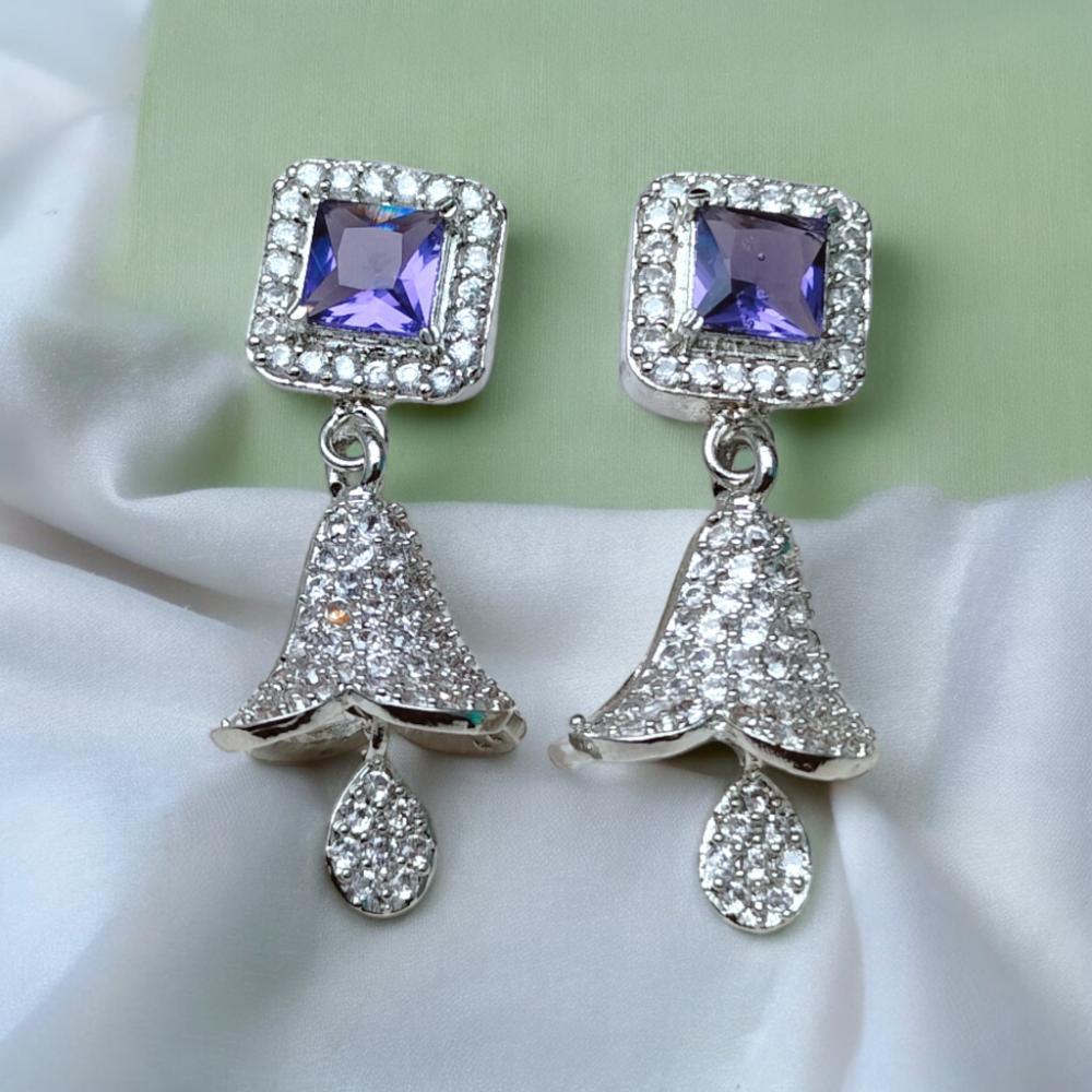 american diamond jhumka, american diamond earrings jhumka, jhumka american diamond earrings