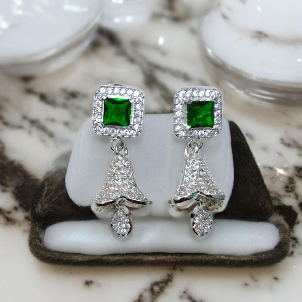 american diamond jhumka, american diamond earrings jhumka, jhumka american diamond earrings