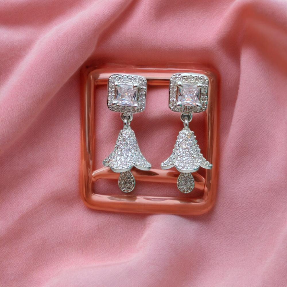 american diamond jhumka, american diamond earrings jhumka, jhumka american diamond earrings