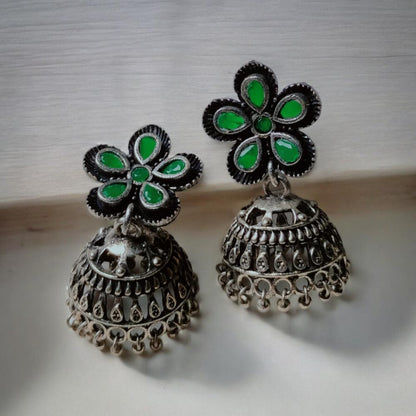 oxidised earrings, oxidised jewellery, oxidised jhumka, oxidized earrings, black polish earrings