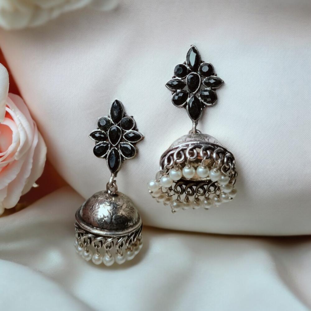 oxidised earrings, oxidised jewellery, oxidised jhumka