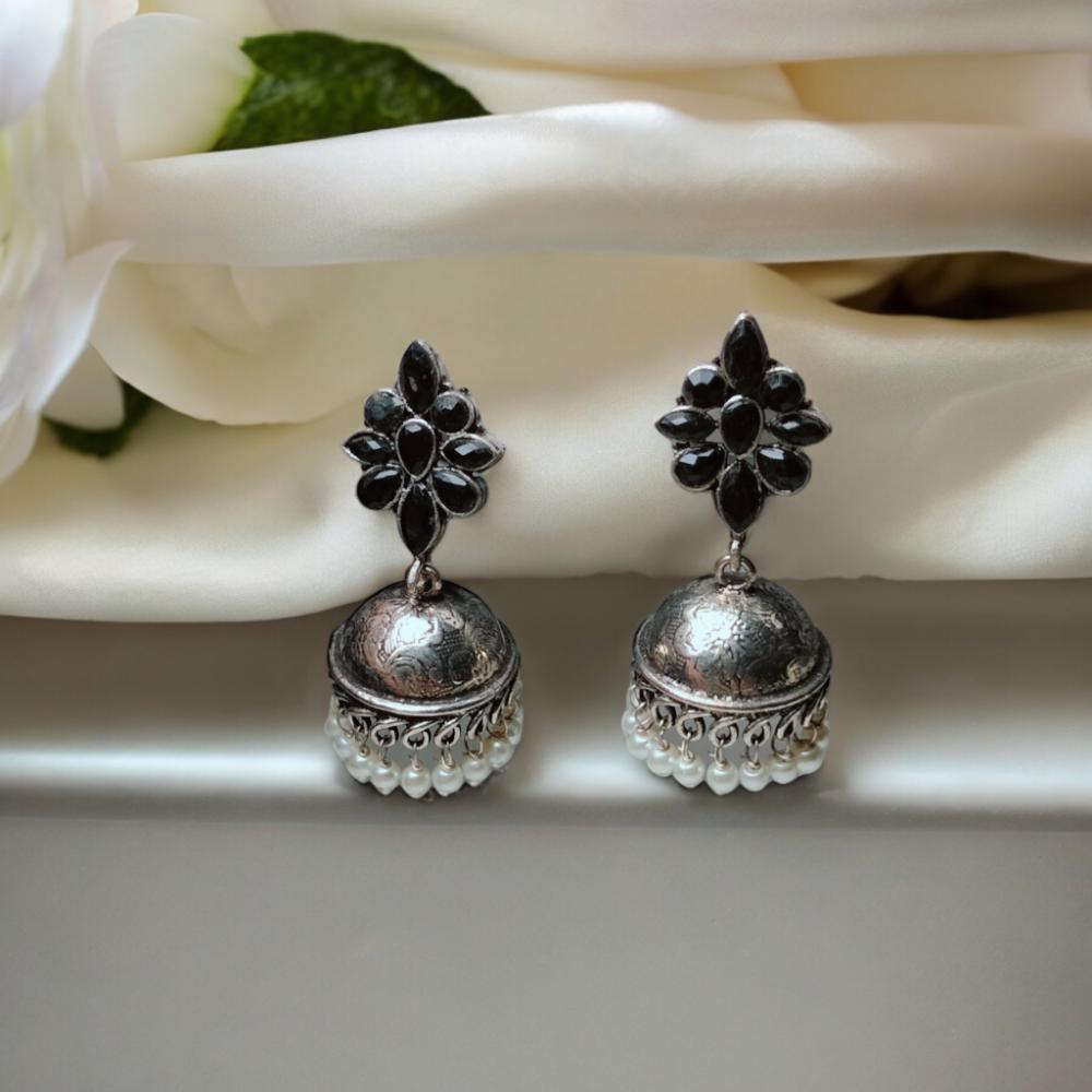 oxidised earrings, oxidised jewellery, oxidised jhumka