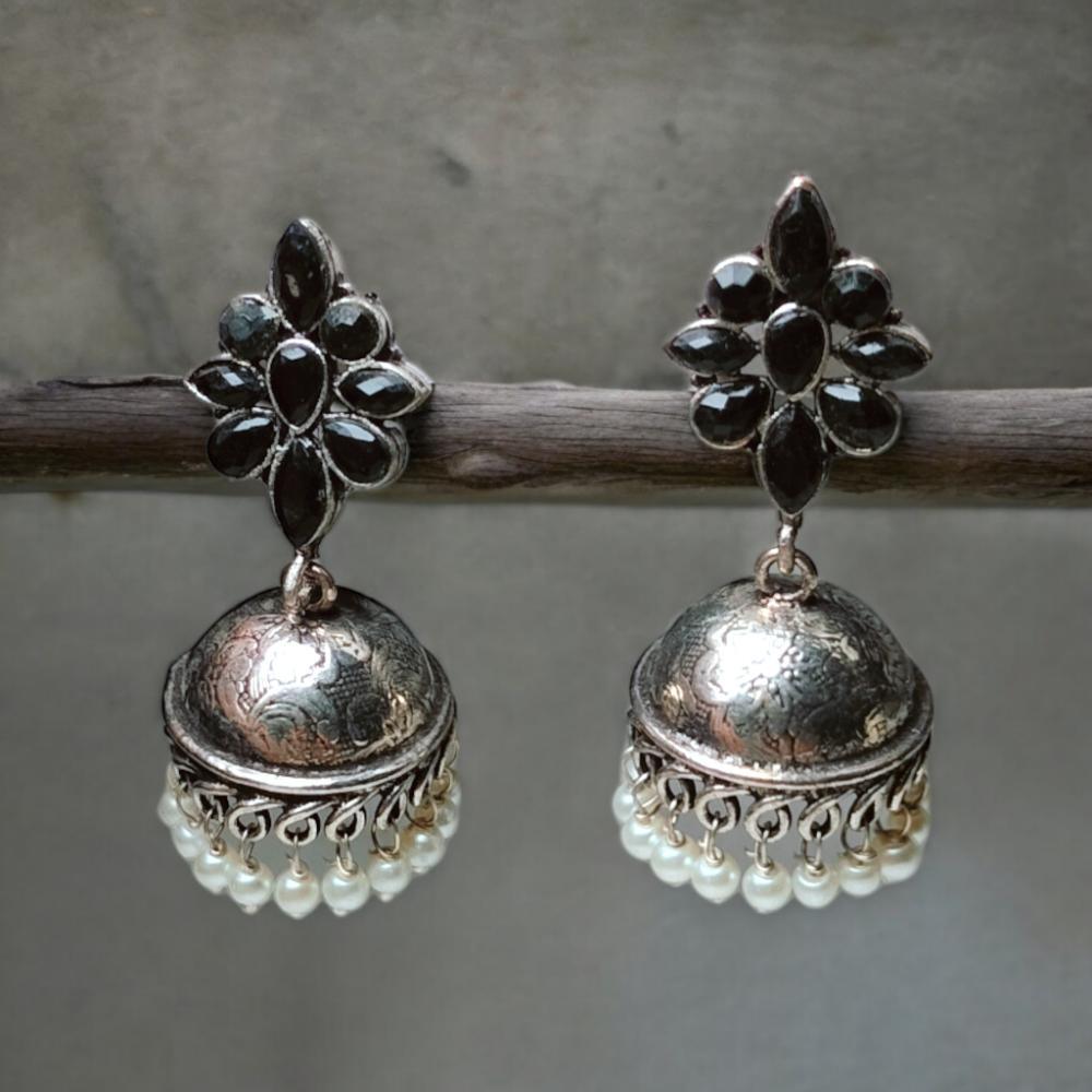 oxidised earrings, oxidised jewellery, oxidised jhumka