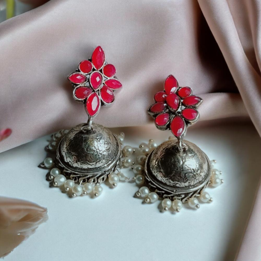 oxidised earrings, oxidised jewellery, oxidised jhumka